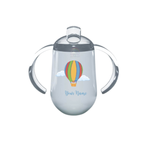 Personalized Round Sippy Cup – Blue Hot Air Balloon