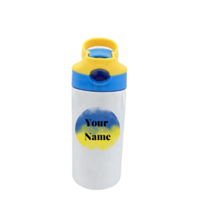 Personalized Straw Water Bottle – Blue & Yellow
